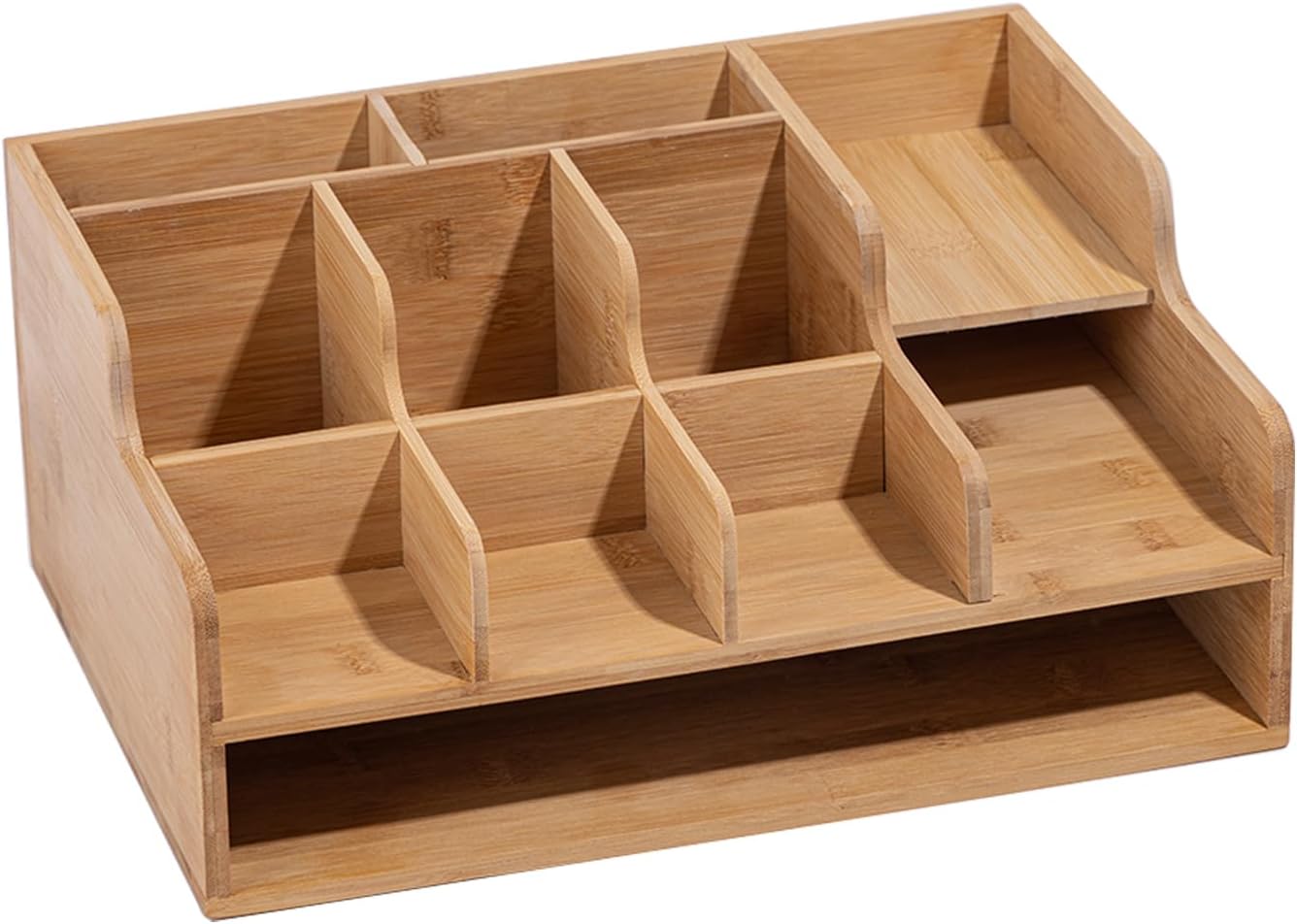 مجموعة منظمات مكتب من البامبو - قم بتنظيم الفوضى الخاصة بك بشكل أنيق، منظم البريد لسطح الطاولة، منظم المجلدات للمكتب، مثالي لتنظيم المكتب والتخزين