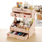 منظم مكياج، منظم محمول لتخزين مستحضرات التجميل مع درج وغطاء شفاف، مقاوم للغبار والماء، مناسب لطاولة الزينة وغرفة النوم والحمام والعناية بالبشرة (متعدد الالوان)