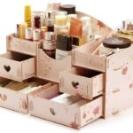 منظم ميكب خشب يتضمن 4 درج مقاس 34x25 سم - بينك