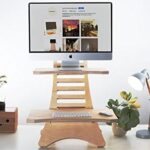 مكتب قائم خشب طبيعى - مكتب لابتوب وكومبيوتر بارتفاع قابل للتعديل متعدد الوظائف - حامل لطاولة المكتب