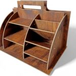 حقيبة تنظيم لوازم المكتب، حامل تخزين مستندات ومتعلقات شخصية على سطح المكتب مع قسم منظم للمكتب والمنزل (بنى)